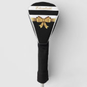 Lady Golf Golden Bow Black Bold Streifen Monogram Golf Headcover (Vorderseite)