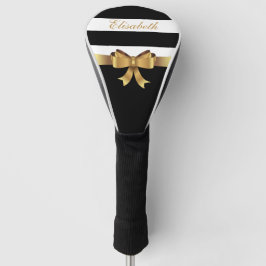 Lady Golf Golden Bow Black Bold Streifen Monogram Headcover