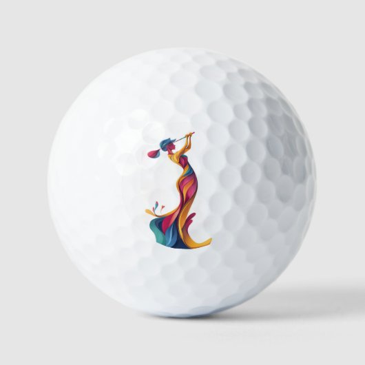 Lady Golf, Silhouette, bunt, perfekter Schwung Golfball (Vorderseite)