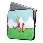 Lady Golf spielen und in Drehung kommen Laptopschutzhülle (Vorderseite Links)