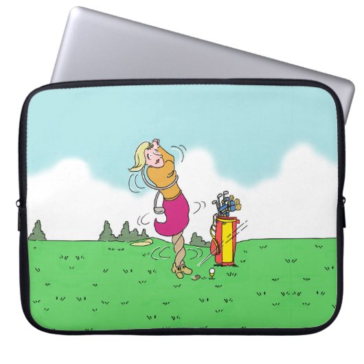 Lady Golf spielen und in Drehung kommen Laptopschutzhülle (Vorderseite)