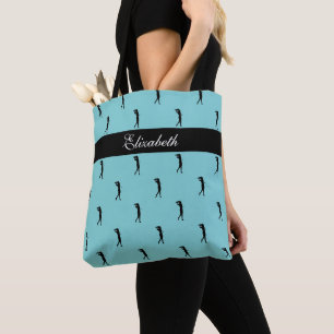 Lady Golfer Benutzerdefinierter Name Türkisgrün  Tasche