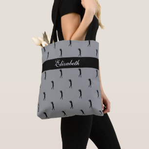 Lady Golfer benutzerdefiniertes Namensmuster Grau Tasche