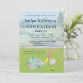 * Lady Golfer Custom 50. Geburtstagsfeier Einladung (Stehend Vorderseite)