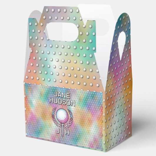 Lady Golfer Custom Monogram Color Design Geschenkschachtel (Geöffnet)