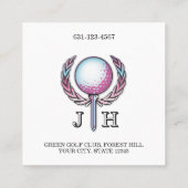 Lady Golfer Custom Monogram Design Quadratische Visitenkarte (Rückseite)