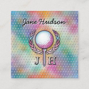Lady Golfer Custom Monogram Design Quadratische Visitenkarte
