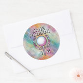 Lady Golfer Custom Monogram Design Runder Aufkleber (Umschlag)