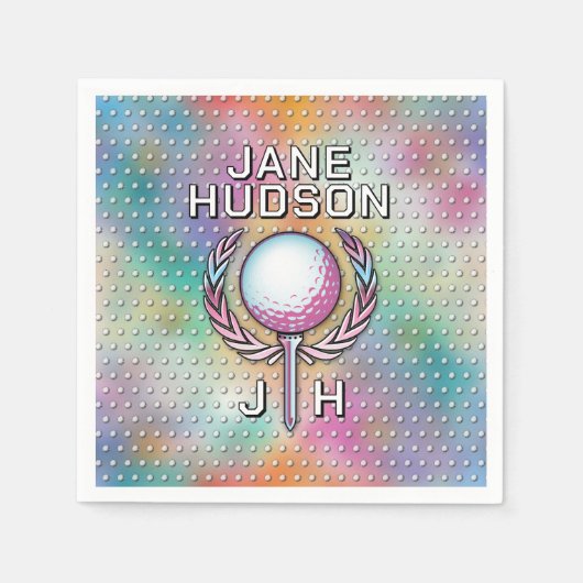 Lady Golfer Custom Monogram Design Serviette (Vorderseite)