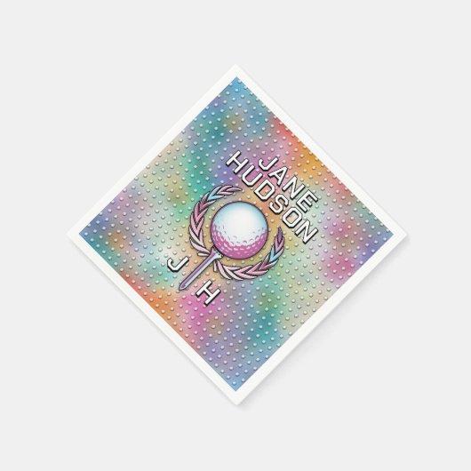 Lady Golfer Custom Monogram Design Serviette (Ecke)