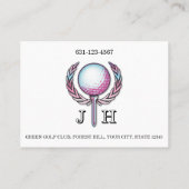 Lady Golfer Custom Monogram Design Visitenkarte (Rückseite)
