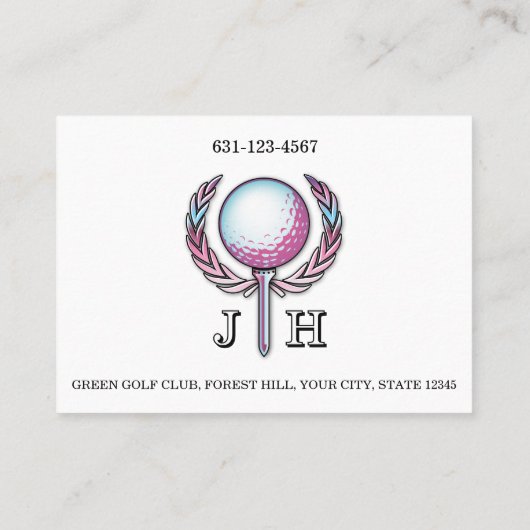 Lady Golfer Custom Monogram Design Visitenkarte (Rückseite)