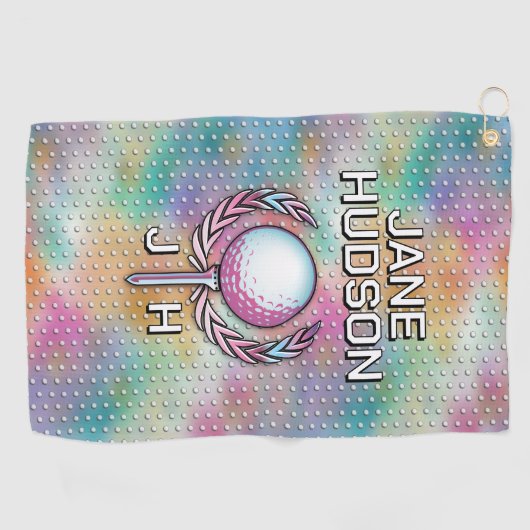 Lady Golfer Custom Monogram Handtuchdesign Golfhandtuch (Horizontal)