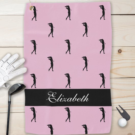 Lady Golfer Eleganter Name Golf Lover Pro Rosa Golfhandtuch