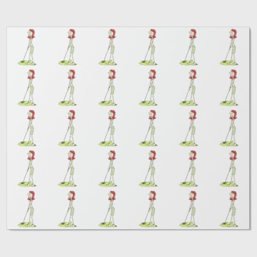 Lady Golfer Geschenkpapier (Flach)