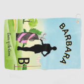 Lady Golfer Golfplatz Individuelle Name 3-D Monogr Golfhandtuch (Horizontal)
