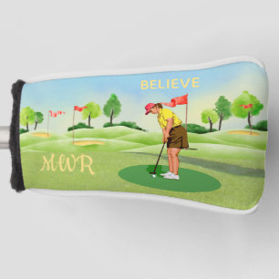 Lady Golfer Grüntöne Monogram Putting Green Putter Golf Headcover