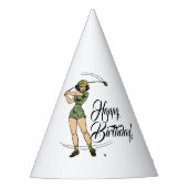 Lady Golfer Happy Birthday Partyhütchen (Vorderseite)