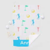 Lady Golfer Icon Muster personalisiert  Golfhandtuch (Insitu)