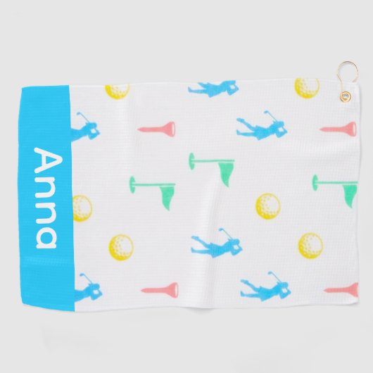 Lady Golfer Icon Pattern Personalized  Golfhandtuch (Horizontal)