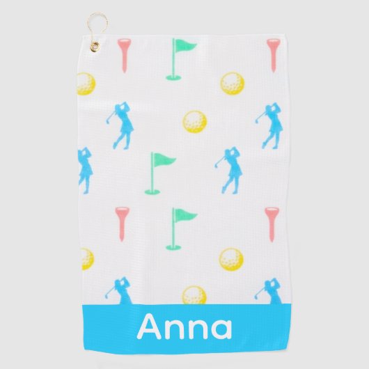 Lady Golfer Icon Pattern Personalized  Golfhandtuch (Vorderseite)