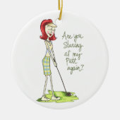 Lady Golfer Keramik Ornament (Vorne)