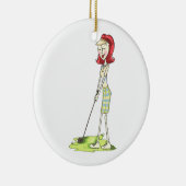 Lady Golfer Keramik Ornament (Rechts)