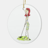 Lady Golfer Keramik Ornament (Links)