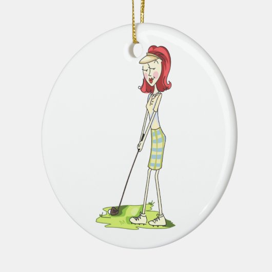 Lady Golfer Keramik Ornament (Links)