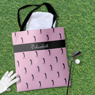 Lady Golfer Maßgeschneiderter Namensmuster Rosa Sc Tasche