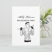 Lady Golfer mit Golf Club der 30er Jahre Einladung (Stehend Vorderseite)