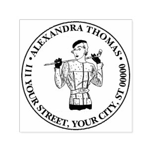 Lady Golfer mit Golf Club der 30er Jahre Permastempel