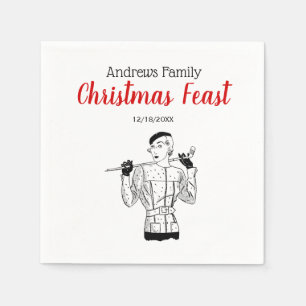 Lady Golfer mit Golf Club der 30er Jahre Serviette