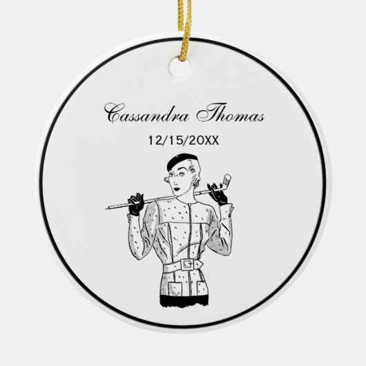 Lady Golfer mit Golf in den 30er Jahren Keramik Ornament (Vorne)