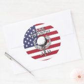 Lady Golfer Patriotic Monogram Design Runder Aufkleber (Umschlag)