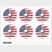 Lady Golfer Patriotic Monogram Design Runder Aufkleber (Blatt)