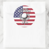 Lady Golfer Patriotic Monogram Design Runder Aufkleber (Tasche)