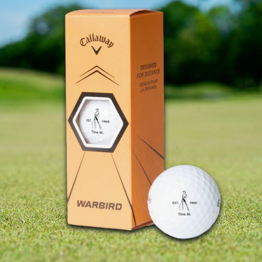 Lady Golfer Personalisierter Name und Jahr Golfball