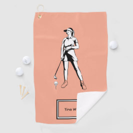 Lady Golfer Personalisierter Name und Jahr Golfhandtuch