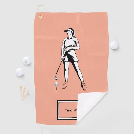 Lady Golfer Personalisierter Name und Jahr Golfhandtuch (Insitu)