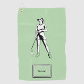 Lady Golfer Personalisierter Name und Jahr Golfhandtuch (Vorderseite)
