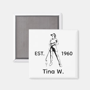 Lady Golfer Personalisierter Name und Jahr Magnet
