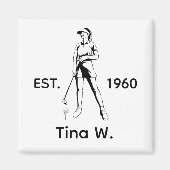 Lady Golfer Personalisierter Name und Jahr Magnet (Vorne)