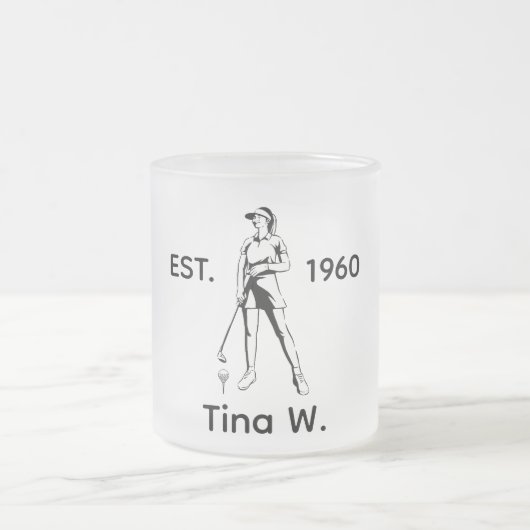 Lady Golfer Personalisierter Name und Jahr Mattglastasse (Mittel)