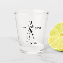 Lady Golfer Personalisierter Name und Jahr Whiskey Schnapsglas