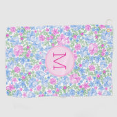 Lady Golfer Pink Blue Preppy Custom Initial Ladies Golfhandtuch (Horizontal)