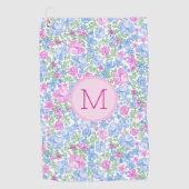 Lady Golfer Pink Blue Preppy Custom Initial Ladies Golfhandtuch (Vorderseite)