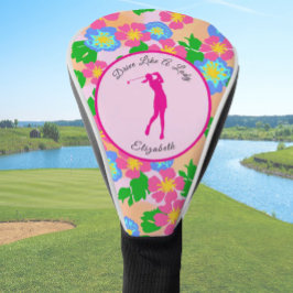Lady Golfer Pink Floral Preppy Individuelle Name L Golf Headcover