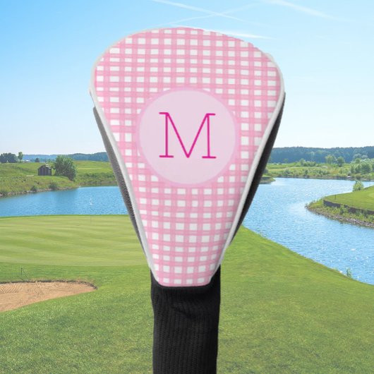 Lady Golfer Pink Gingham Preppy Custom Ladys Golf Headcover