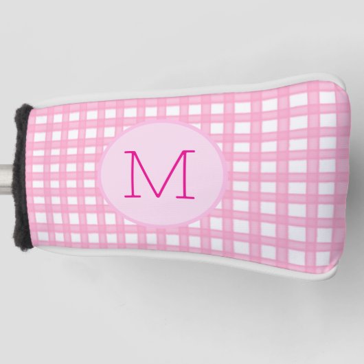 Lady Golfer Pink Gingham Preppy Custom Ladys Golf Headcover (Vorderseite)